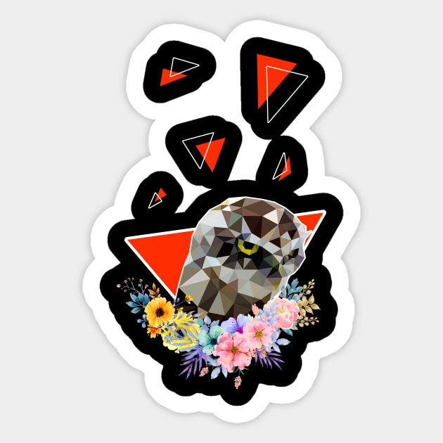 Burrowing owl with flowers Sticker by Jackson Lester